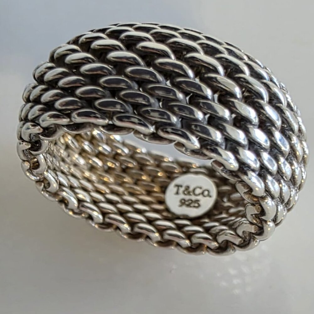 TIFFANY & CO. Somerset Sterling Silver Mesh Dome Ring - Picture 7 of 12